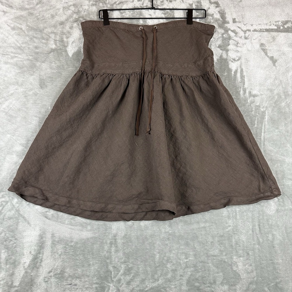 Allen Allen Skirt Women's M Brown 100% Linen Drawstring Waist
